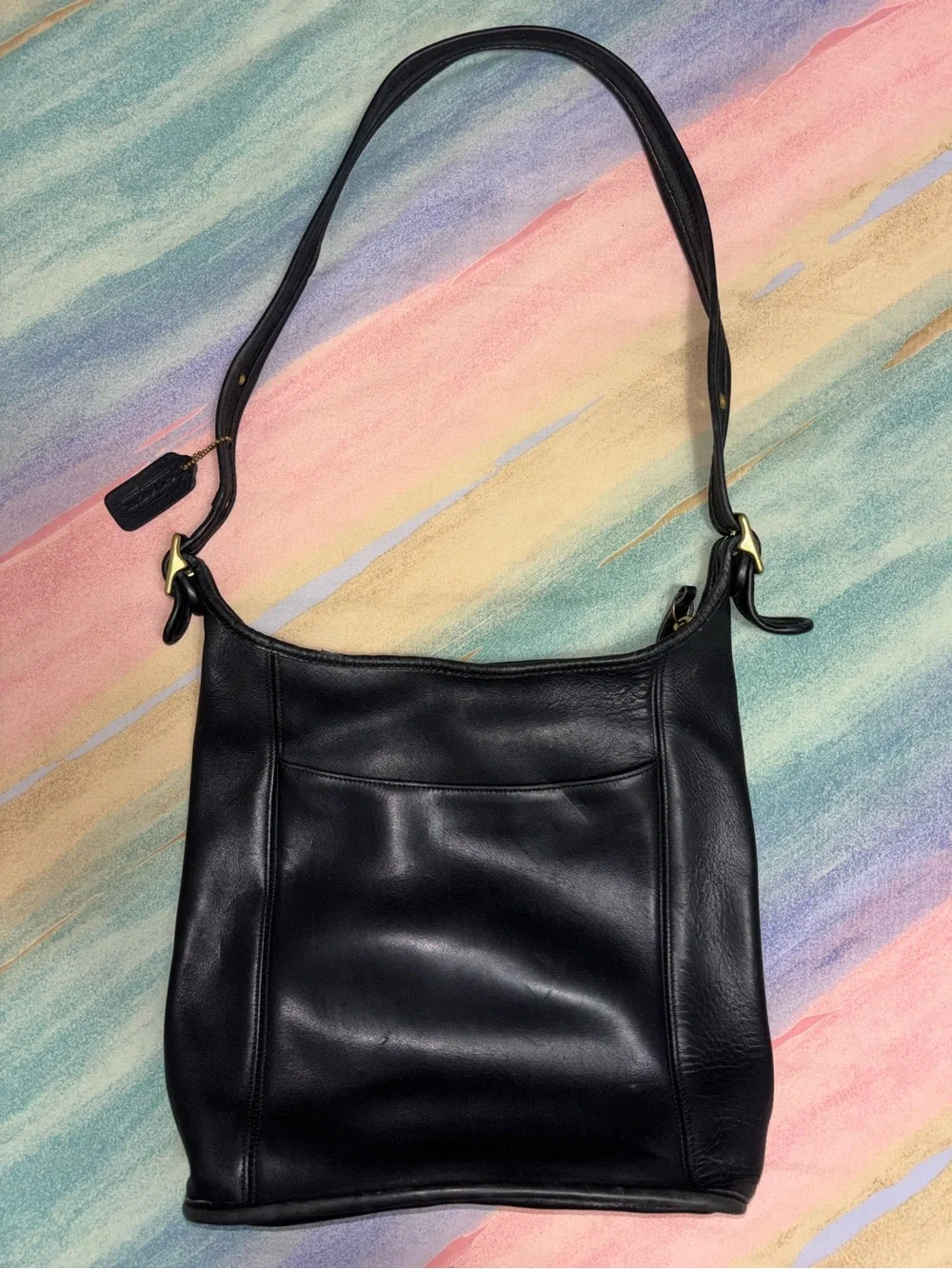 Coach Vintage Legacy Large Slim Duffle Bucket Bag Black Leather 9060 Classic